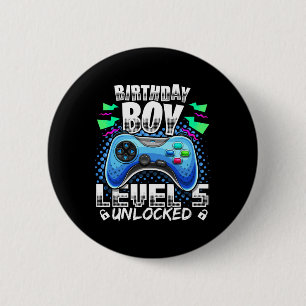 Level 5 Unlocked Video Game 5th Birthday Gamer Gif 2 Inch Round Button