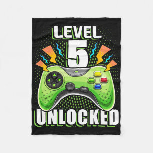 Level 5 Unlocked Video Game 5th Birthday Gamer Gif Fleece Blanket