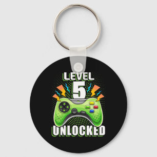 Level 5 Unlocked Video Game 5th Birthday Gamer Gif Keychain