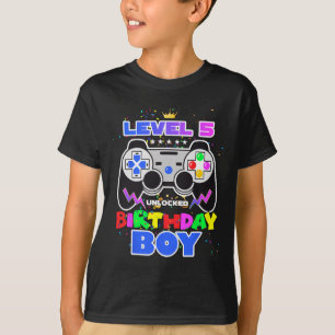 Level 5 Unlocked Video Game Birthday Boy Gamer 5th T-Shirt
