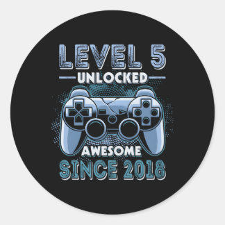 Level 5 Unlocked Video Gamer 5Th Gaming Classic Round Sticker