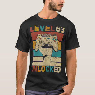 Level 63 Unlocked 63rd Birthday 63 Years Old Gamer T-Shirt