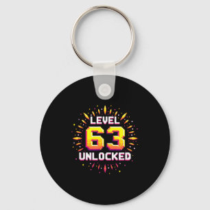 Level 63 Unlocked Birthday Gift Gamer Milestone  Keychain