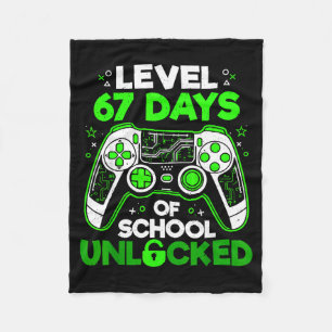 Level 67 Days Of School Unlocked Boys 67th Day Of Fleece Blanket