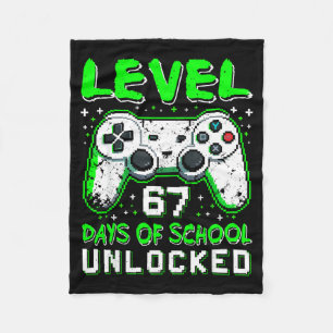 Level 67 Days Of School Unlocked Boys 67th Day Of  Fleece Blanket