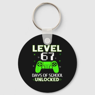 Level 67 Days Of School Unlocked Funny Gamer Kids Keychain
