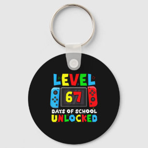 Level 67 Days Of School Unlocked Gamer Video Funny Keychain