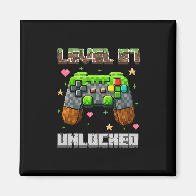 Level 67 Unlocked Gaming School Meme Six Seven Boy Magnet (Front)