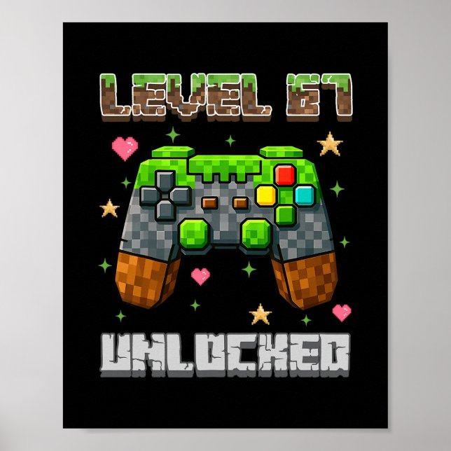 Level 67 Unlocked Gaming School Meme Six Seven Boy Poster (Front)
