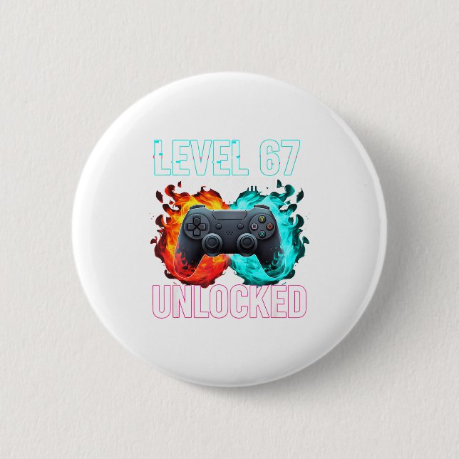 Level 67th Days Of School Unlocked Gamer Video Gam 2 Inch Round Button (Front)