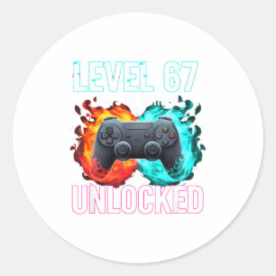 Level 67th Days Of School Unlocked Gamer Video Gam Classic Round Sticker