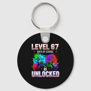 Level 67th Days Of School Unlocked Gamer Video Gam Keychain