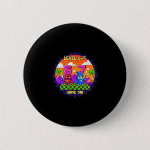 Level 6 7 Gaming Pixel Art Six Seven Gamers  2 Inch Round Button