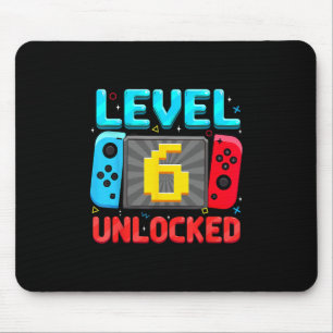 Level 6 Unlocked 6th Birthday Boy Gamer Six Year O Mouse Pad