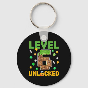 Level 6 Unlocked 6th Birthday Gaming Boys Gamer Pi Keychain