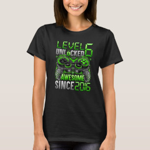 Level 6 Unlocked Awesome Since 2016 6th Birthday   T-Shirt