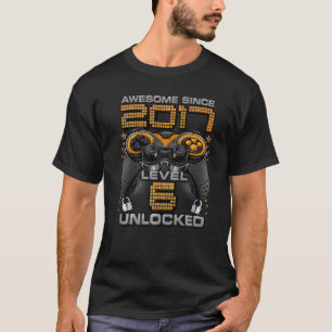 Level 6 Unlocked Awesome Since 2017 6th Birthday G T-Shirt