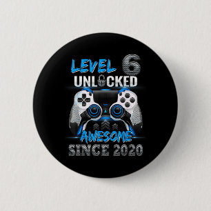 Level 6 Unlocked Awesome Since 2020 6th Birthday 2 Inch Round Button