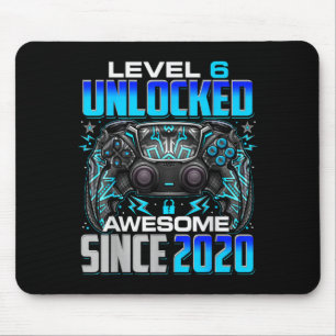 Level 6 Unlocked Awesome Since 2020 6th Birthday G Mouse Pad