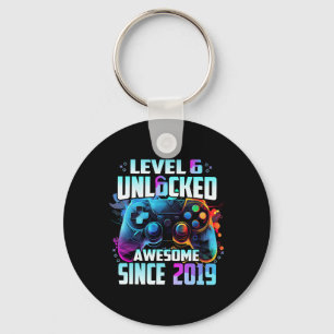 Level 6 Unlocked Awesome Since 6th Birthday Gaming Keychain