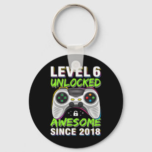 Level 6 Unlocked Awesome Since 6th Birthday Gaming Keychain