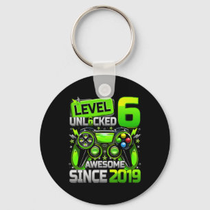 Level 6 Unlocked Awesome Since 6th Birthday Gaming Keychain