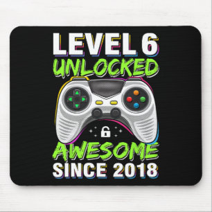 Level 6 Unlocked Awesome Since 6th Birthday Gaming Mouse Pad