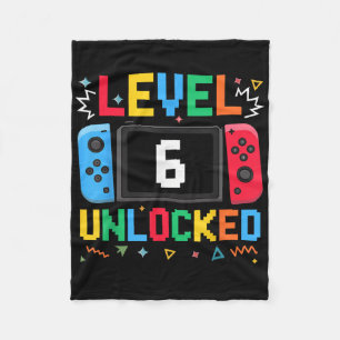 Level 6 Unlocked Birthday Video Gamer 6th Birthday Fleece Blanket