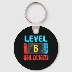 Level 6 Unlocked Birthday Video Gamer 6th Birthday Keychain