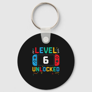 Level 6 Unlocked Birthday Video Gamer 6th Birthday Keychain