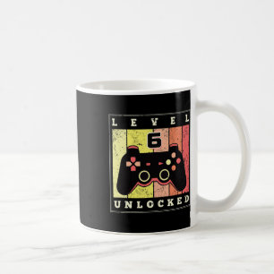 Level 6 Unlocked Funny Gamer 6th Birthday Retro Ga Coffee Mug