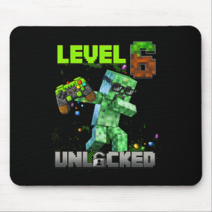 Level 6 Unlocked Funy Birthday Boy Pixel Gamer 6th Mouse Pad