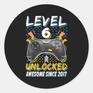 Level 6 Unlocked Gamer 6Th Bday 6 Classic Round Sticker