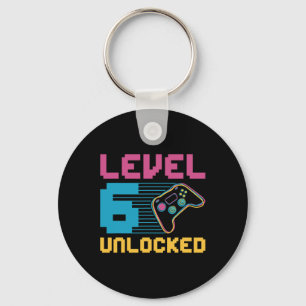 Level 6 Unlocked Gaming Birthday  Keychain