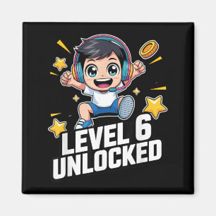 Level 6 Unlocked Kids Gamer Birthday Fun Magnet