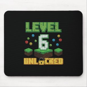 Level 6 Unlocked Pixel Gamer 6th Birthday Gaming B Mouse Pad