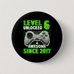 Level 6 Unlocked Video Game 6 Years Old Boy 6th Bi 2 Inch Round Button