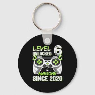Level 6 unlocked video game 6th birthday boys keychain