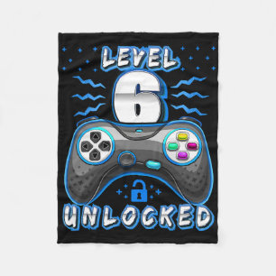 Level 6 Unlocked Video Game 6th Birthday Gamer Boy Fleece Blanket