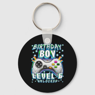 Level 6 Unlocked Video Game 6th Birthday Gamer Boy Keychain