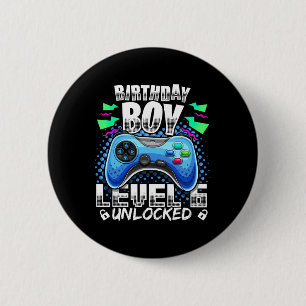 Level 6 Unlocked Video Game 6th Birthday Gamer Gif 2 Inch Round Button
