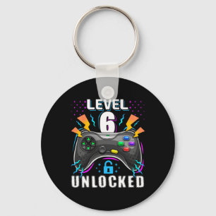Level 6 Unlocked Video Game 6th Birthday Gamer Gif Keychain