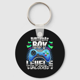 Level 6 Unlocked Video Game 6th Birthday Gamer Gif Keychain
