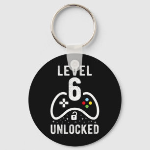 Level 6 Unlocked Video Game 6th Birthday Gift  Keychain