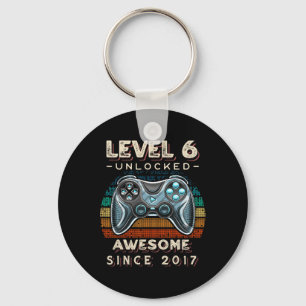 Level 6 Unlocked Video Game Six 6th Birthday 6 Yr  Keychain