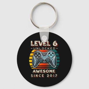 Level 6 Unlocked Video Game Six 6th Birthday 6 Yr Keychain