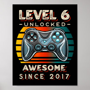 Level 6 Unlocked Video Game Six 6th Birthday 6 Yr  Poster