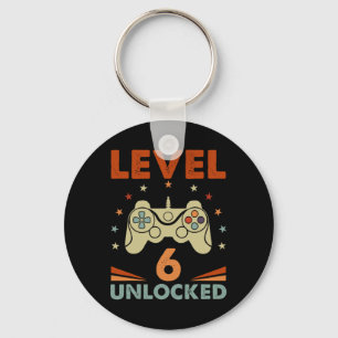 Level 6 Unlocked Video Gamer 6th Birthday 6 Year O Keychain