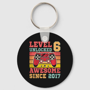 Level 6 Unlocked Vintage Video Game 6th Birthday G Keychain