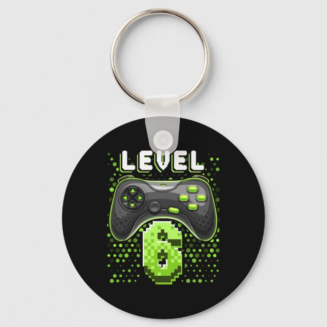 Level 6 Video Game Controller 6th Birthday Gamer G Keychain (Front)